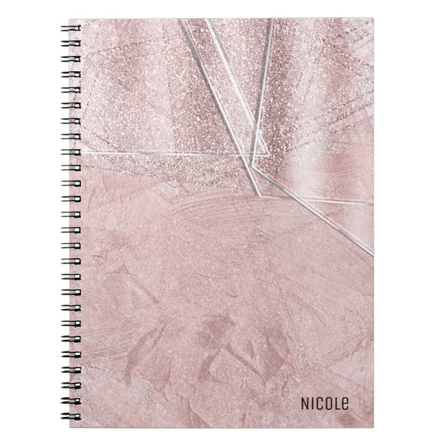 Caderno Espiral Estilo do Designer de Vidro Cristal do Shimmer Ros (Frente)