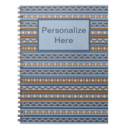 Caderno Espiral Estilo do Sudoeste Marrom Azul Geométrico Personal