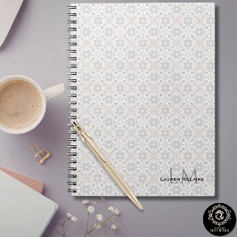 Caderno Espiral Estilo Empresarial de Monograma de Azulejo Espanho