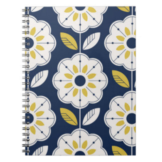 Caderno Espiral Estilo Escandinavo Floral Padrão Invisível