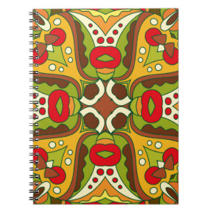 Caderno Espiral Estilo Étnico Oriental Padrão Invisível