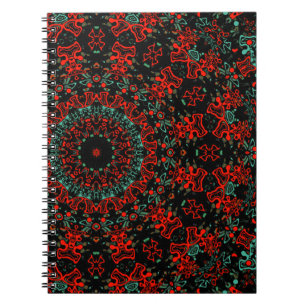 Caderno Espiral estilo geométrico ornamental caleidoscópio marroqu