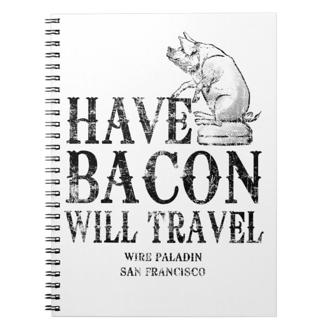 Caderno Espiral Estilo Grunge Tem Bacon Will Viagem (Frente)