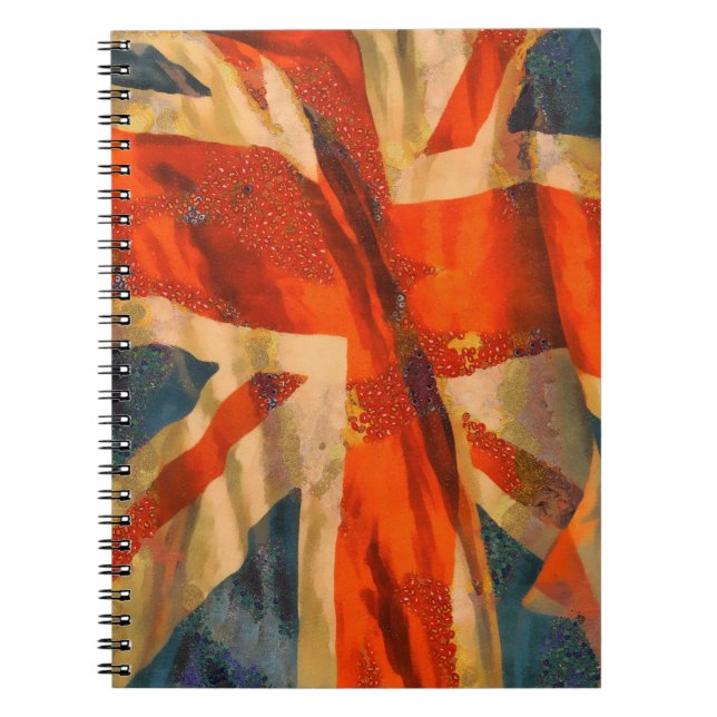 Caderno Espiral Estilo Grunge Union Jack British Flag Waving (Frente)