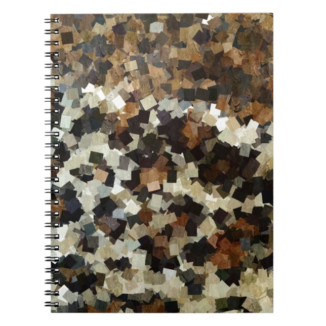 Caderno Espiral Estilo Leopardo Padrão Quadrado Preto Marrom (Frente)