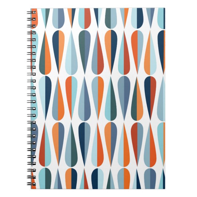 Caderno Espiral estilo moderno do meio século retrô de padrão sem  (Frente)