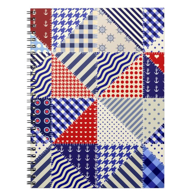 Caderno Espiral Estilo Náutico Triângulo com Patchwork Retroativa (Frente)