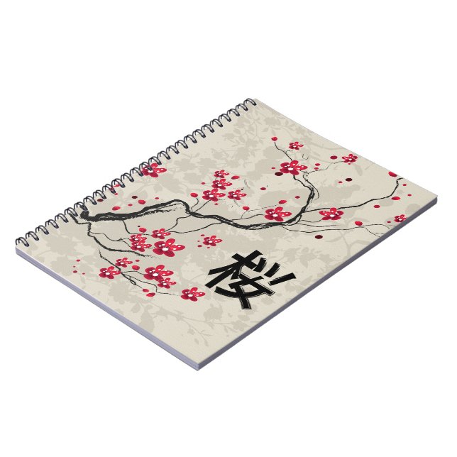 Caderno Espiral Estilo Oriental Sakura Cherry Blossom Art (Left Side)
