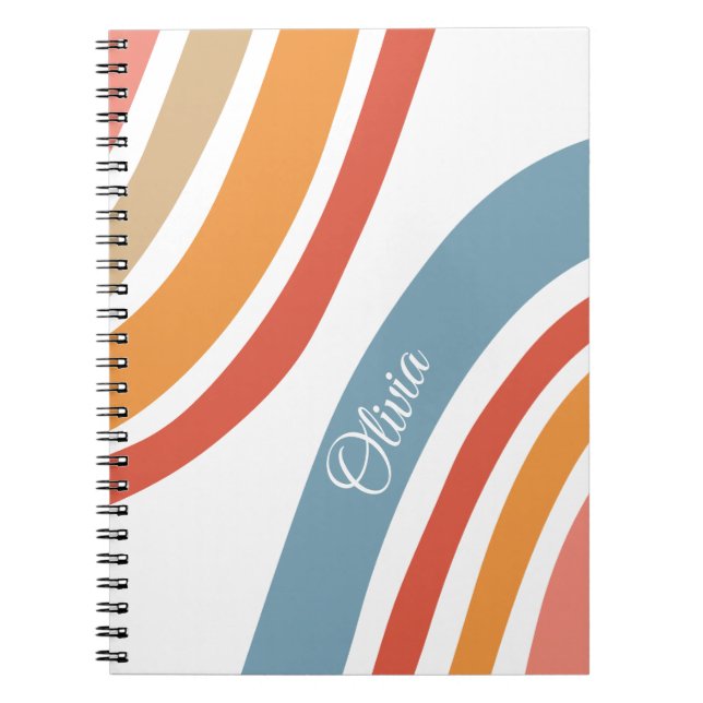 Caderno Espiral Estilo retrô colorido design arco-íris (Frente)