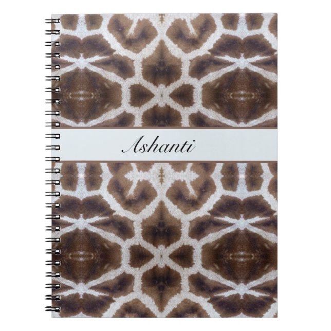Caderno Espiral Estilo safari de padrão Giraffe personalizável (Frente)