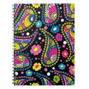 Caderno Espiral Estilo tribal paisley, padrão étnico perfeito.