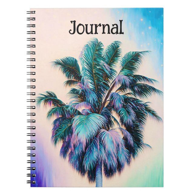Caderno Espiral Estilo Tropical de Praia Palm Árvore Diário Espira (Frente)