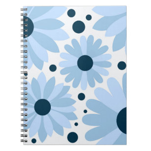 Caderno Espiral Estilos azuis e pontos azuis escuros