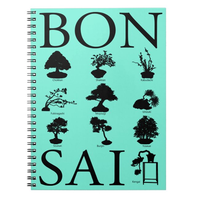 Caderno Espiral Estilos Básicos da Árvore Bonsai (Frente)