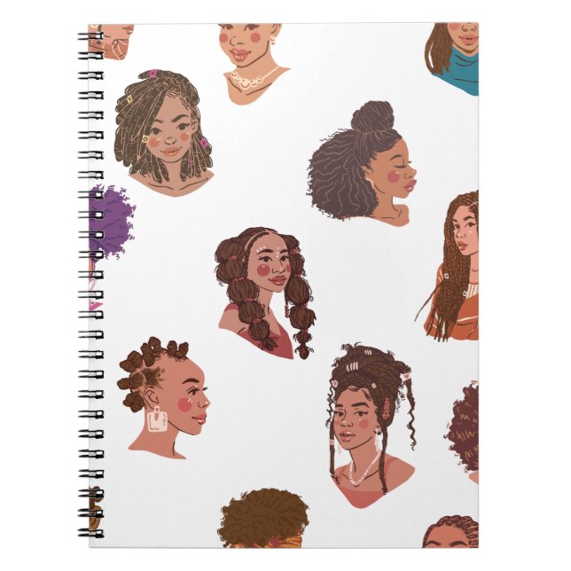 Caderno Espiral Estilos de Cabelo para Meninas Negras (Frente)