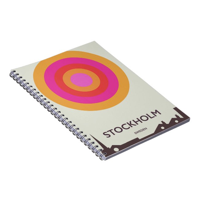 Caderno Espiral Estocolmo, poster de viagens vintage Suecia. (Lado Direito)