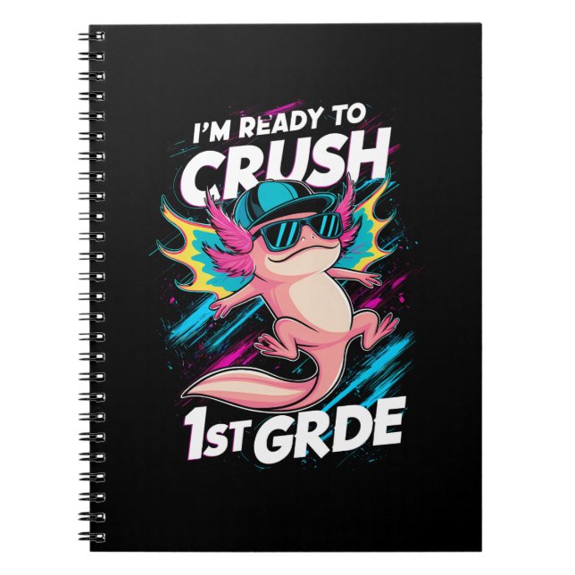 Caderno Espiral Estou pronto para esmagar a Escola Axolotl de Volt (Frente)