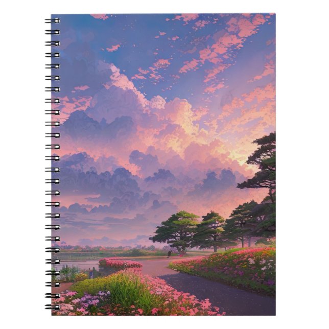 Caderno Espiral Estrada abaixo de um céu nublado (Frente)