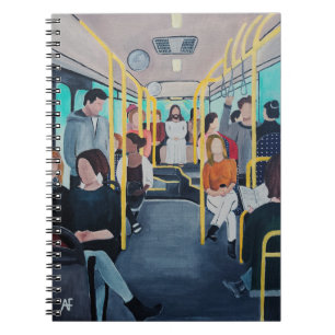 Caderno Espiral Estranho no Ônibus Pintura de Alfred Fox