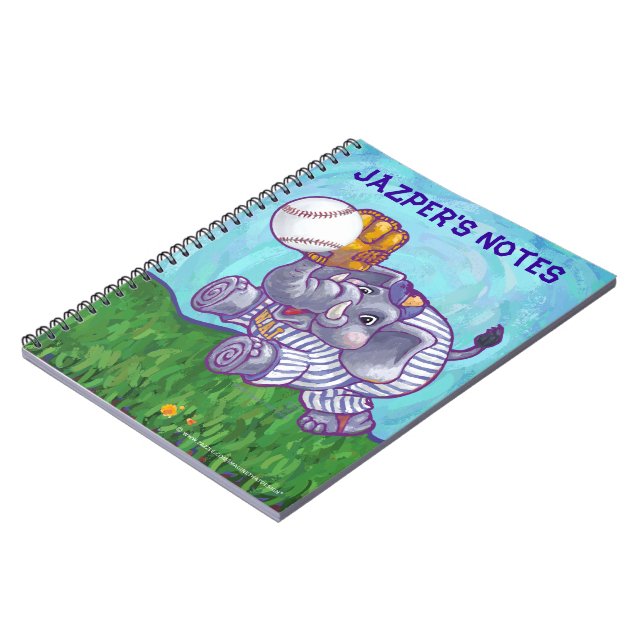 Caderno Espiral Estrela de Baseball de Elefante Personalizada (Left Side)