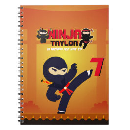 Caderno Espiral Estrela de Filme de NINJA Guerreiro Kickando Karat