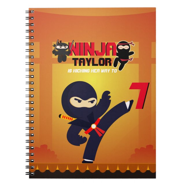 Caderno Espiral Estrela de Filme Guerreiro NINJA Dando Chutes nos  (Frente)