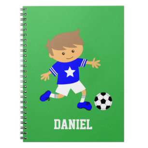 Caderno Espiral Estrela de Futebol Bonito Menino, Tema de Futebol