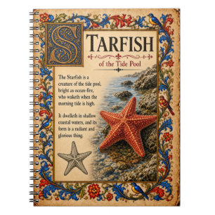 Caderno Espiral Estrela-do-mar, Arte do Bestiário Medieval