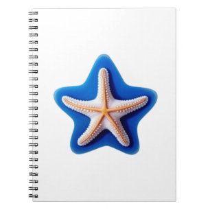 Caderno Espiral Estrela-do-mar Laranja em Azul