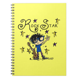 Caderno Espiral Estrela do rock do menino do cabelo preto