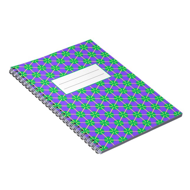 Caderno Espiral Estrela Geométrica em Roxo, Verde e Amarelo (Lado Direito)