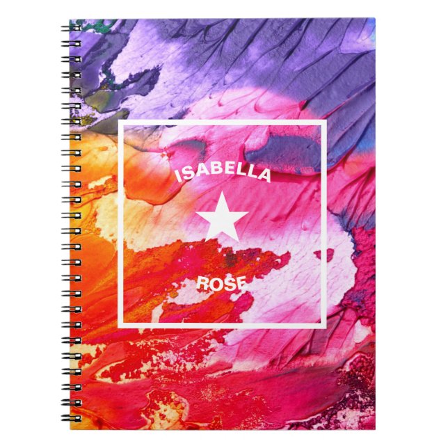Caderno Espiral Estrela Personalizável de abstrato Art (Frente)