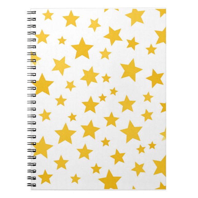 Caderno Espiral estrelas amarelas em fundo branco (Frente)