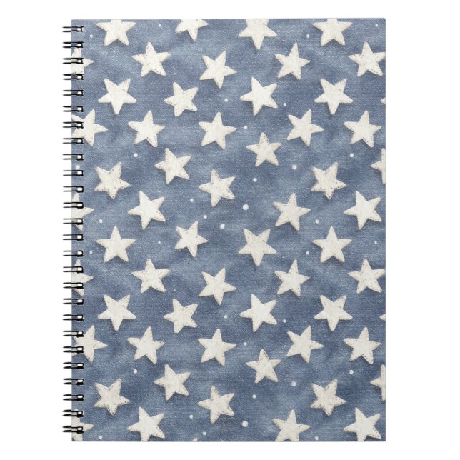 Caderno Espiral Estrelas Brancas Azuis   (Frente)