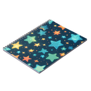 Caderno Espiral Estrelas brilhantes fofas em azul