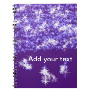 Caderno Espiral Estrelas brilhantes roxas simples adicionam seu te