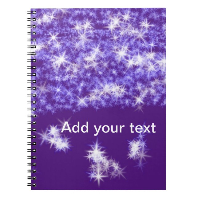 Caderno Espiral Estrelas brilhantes roxas simples adicionam seu te (Frente)