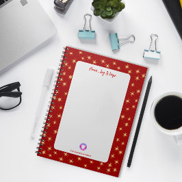 Caderno Espiral Estrelas da Fronteira Vermelha, Paz Alegria & Espe