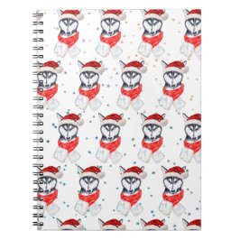 Caderno Espiral Estrelas de Natal da Raça Canina Husky Siberiano