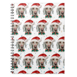 Caderno Espiral Estrelas de Natal da Raça Canina Weimaraner