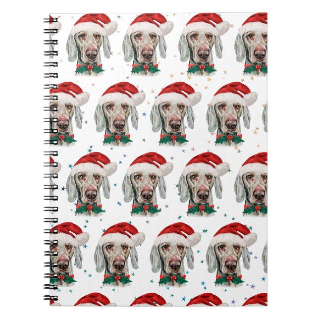Caderno Espiral Estrelas de Natal de Cachorro-Weimaraner (Frente)