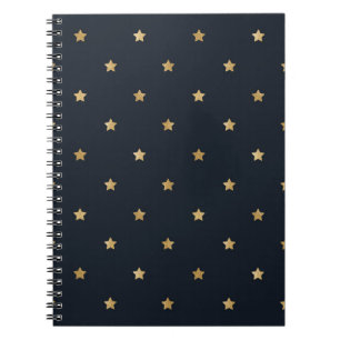 Caderno Espiral Estrelas de ouro em Preto da Meia-Noite