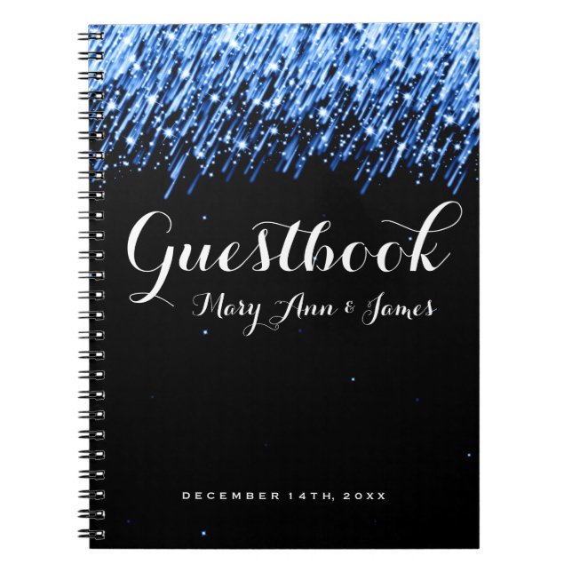 Caderno Espiral Estrelas de queda da "azul do Guestbook do (Frente)