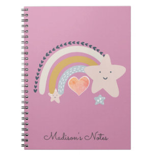 Caderno Espiral Estrelas do Arco-Íris Personalizadas