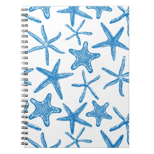 Caderno Espiral Estrelas do mar em azul