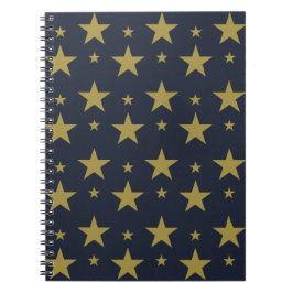 Caderno Espiral Estrelas do ouro em azul Marinho - Elegante e Eter