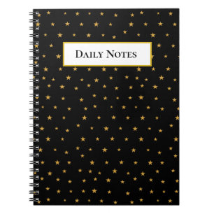 Caderno Espiral Estrelas douradas em preto