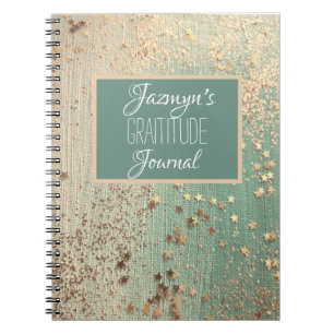 Caderno Espiral Estrelas Douradas na Gratidão Sage Personalizadas