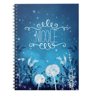 Caderno Espiral Estrelas Enchanted do céu nocturno & Diário azul