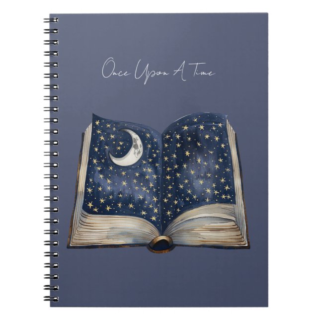Caderno Espiral Estrelas Lua Livro Era Uma Vez (Frente)